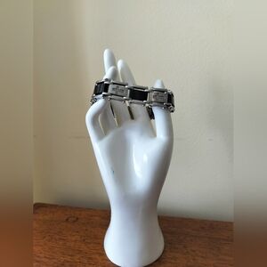 Chisel Men's Stainles Steele Black and Silver Bracelet Diamond Cross